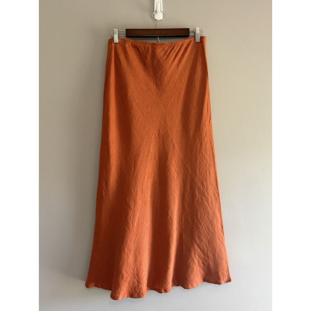 Eileen Fisher Linen Blend Maxi Skirt Burnt Orange Lagenlook Minimalist Boho Med - Picture 4 of 12